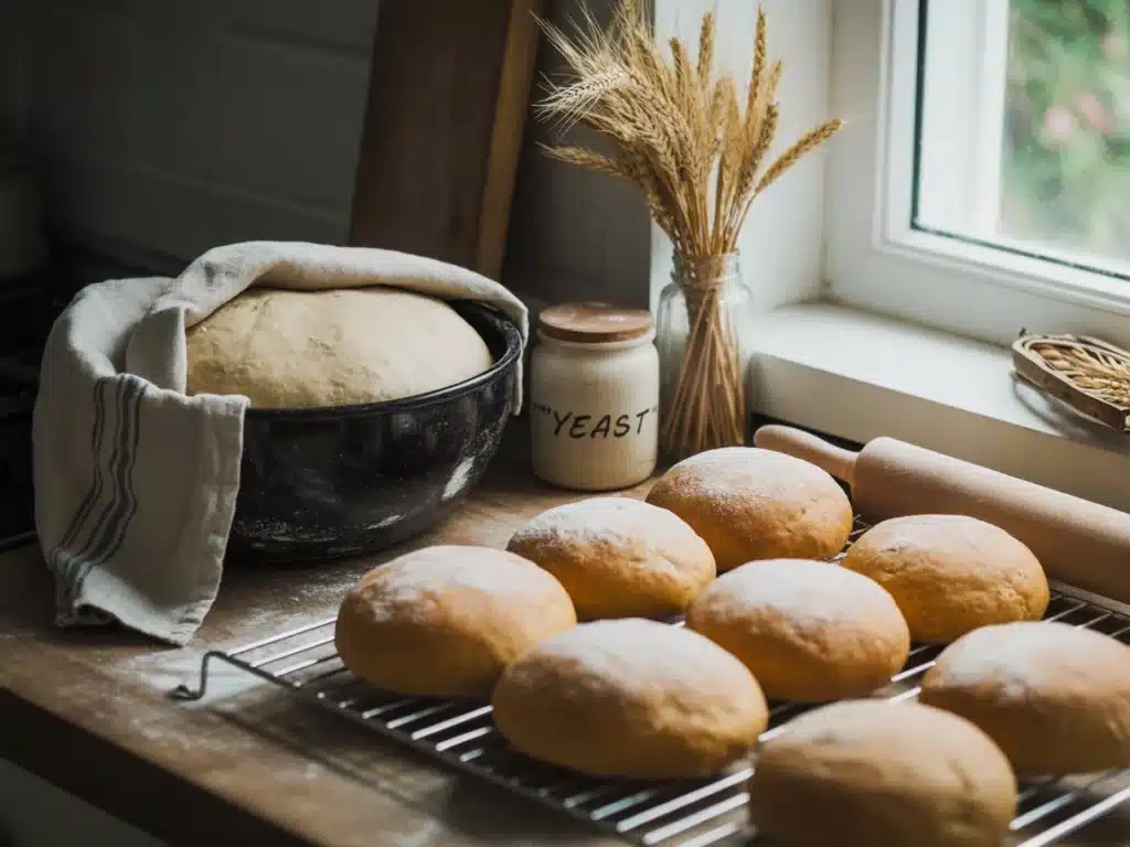 Freshly baked sourdough bread with a golden crust and airy interior, showcasing perfect rise.