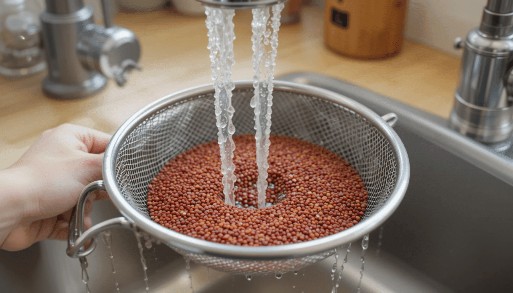 rinsing amaranth for porridge