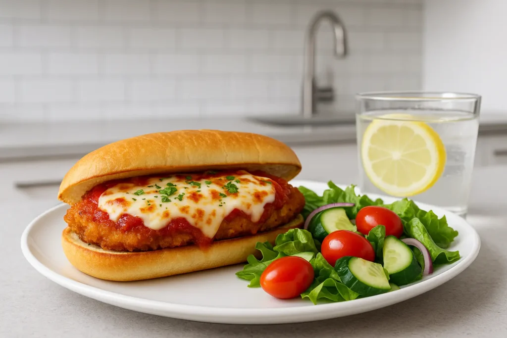 chicken parm sub with healthy sides