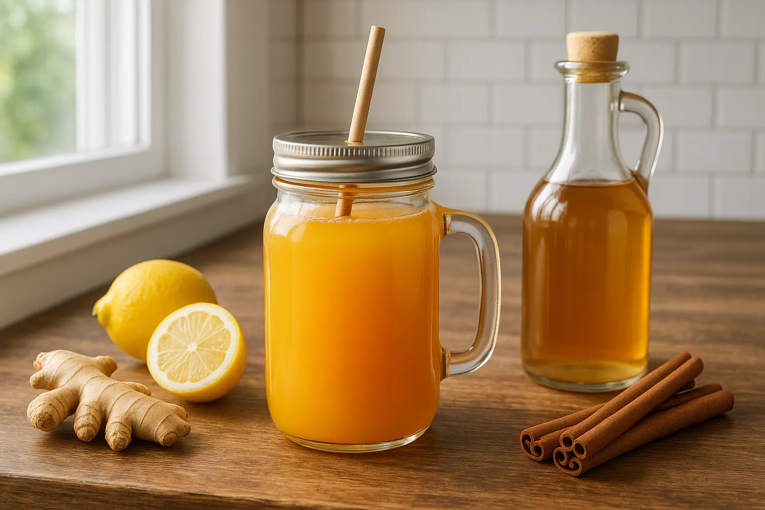 Zepbound natural recipe drink with lemon, ginger, and vinegar