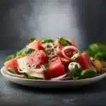 Watermelon Peach Basil Salad