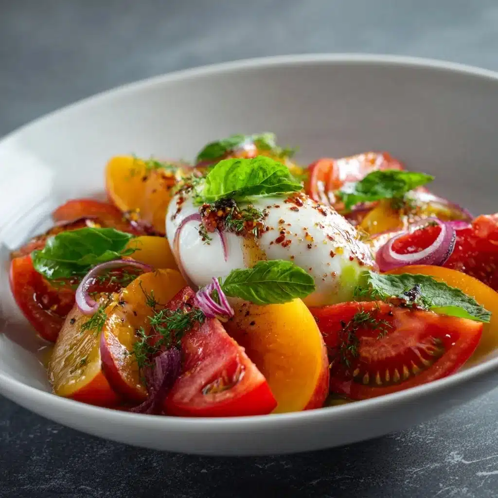 Tomato Peach Burrata Salad
