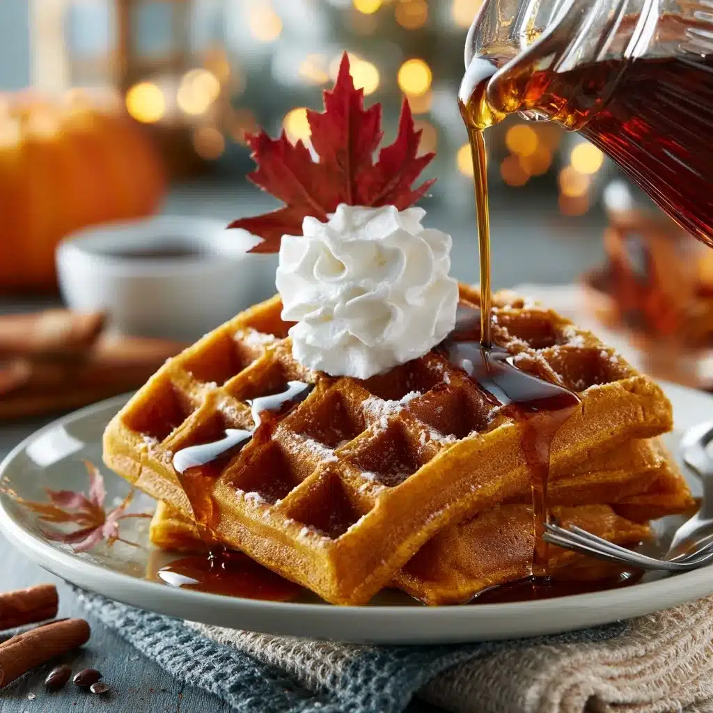 Easy Pumpkin Waffles with Maple Syrup