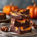 Pumpkin Brownies With Cream Cheese Swirl