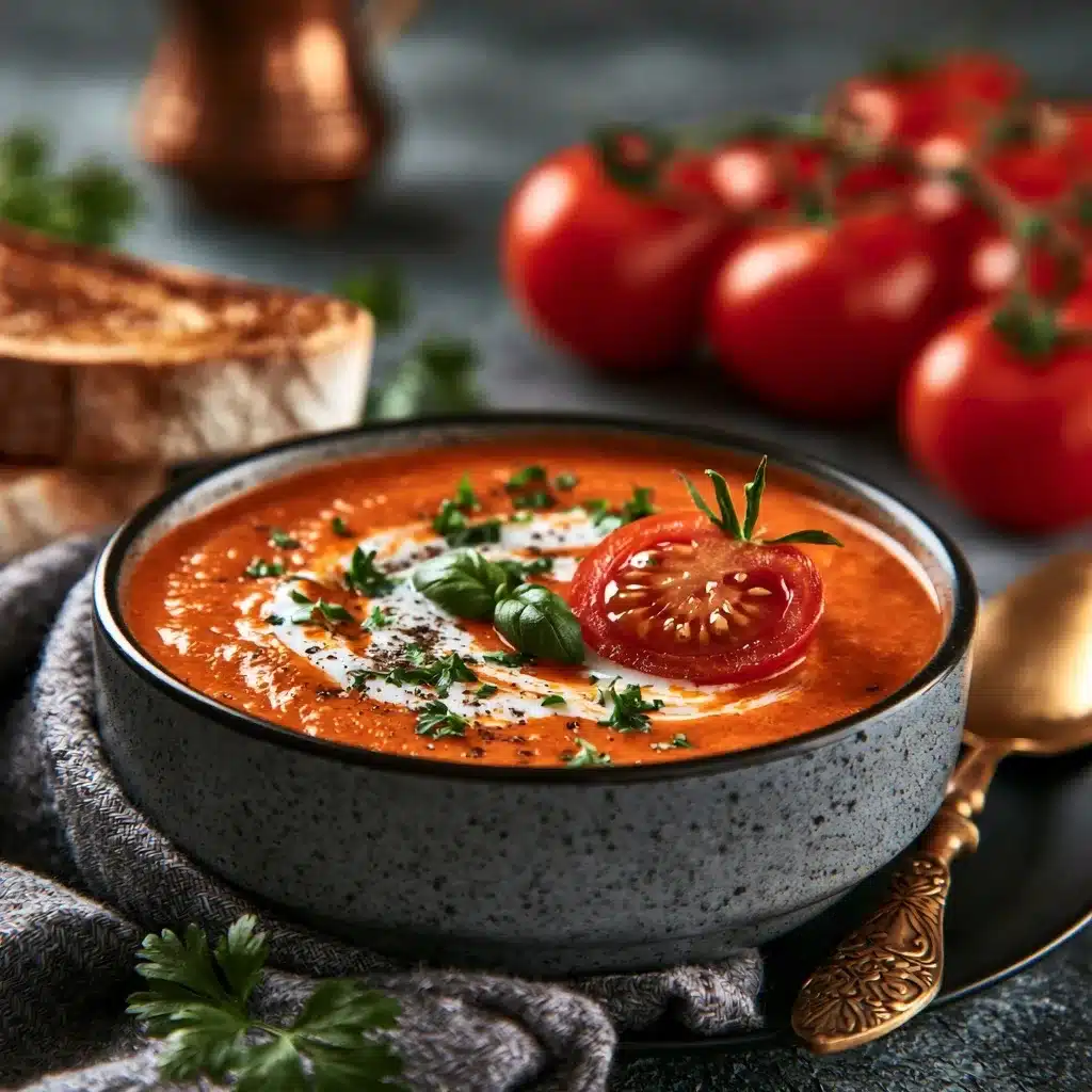 Homemade Creamy Tomato Soup With Fresh Tomatoes