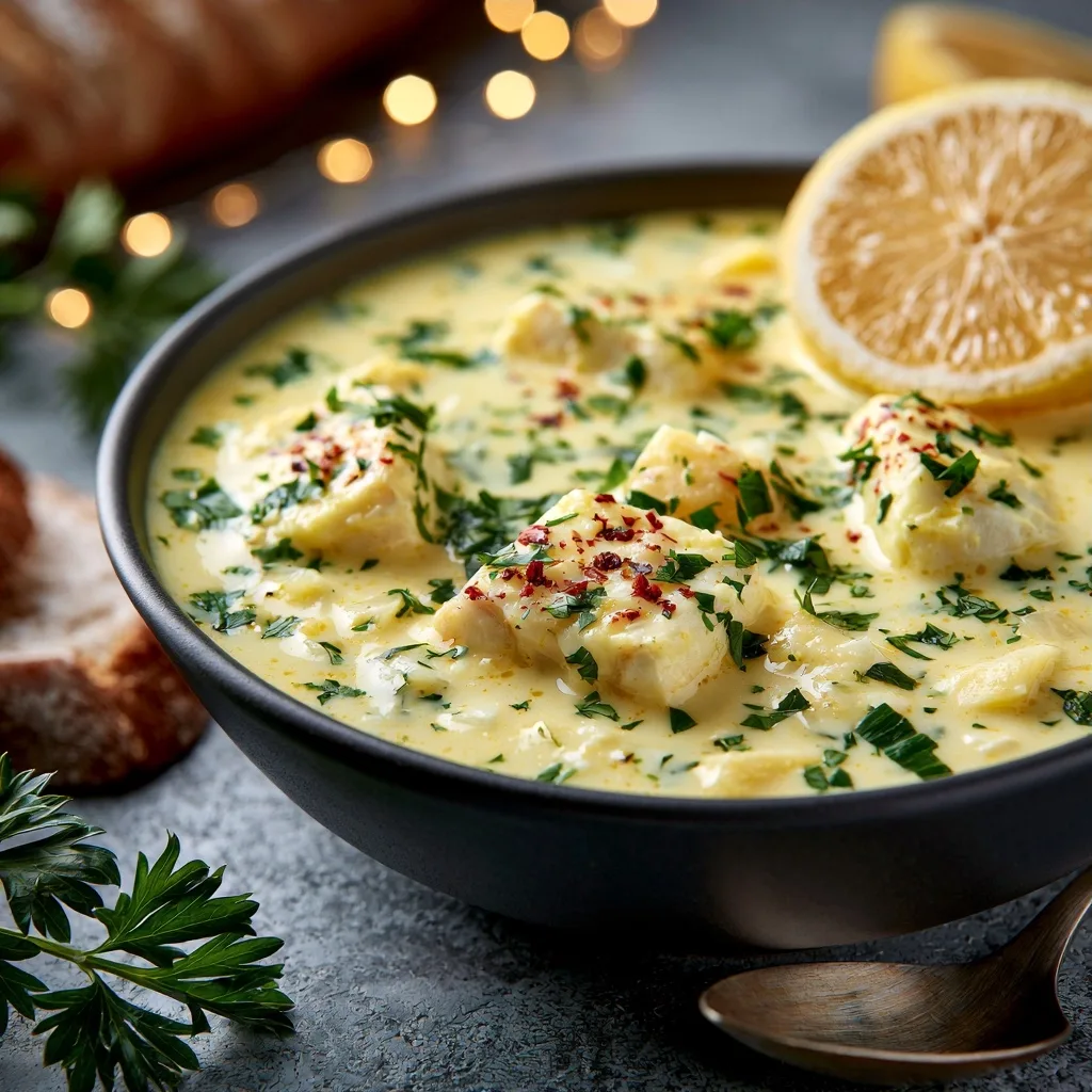 Greek Avgolemono Fish Soup