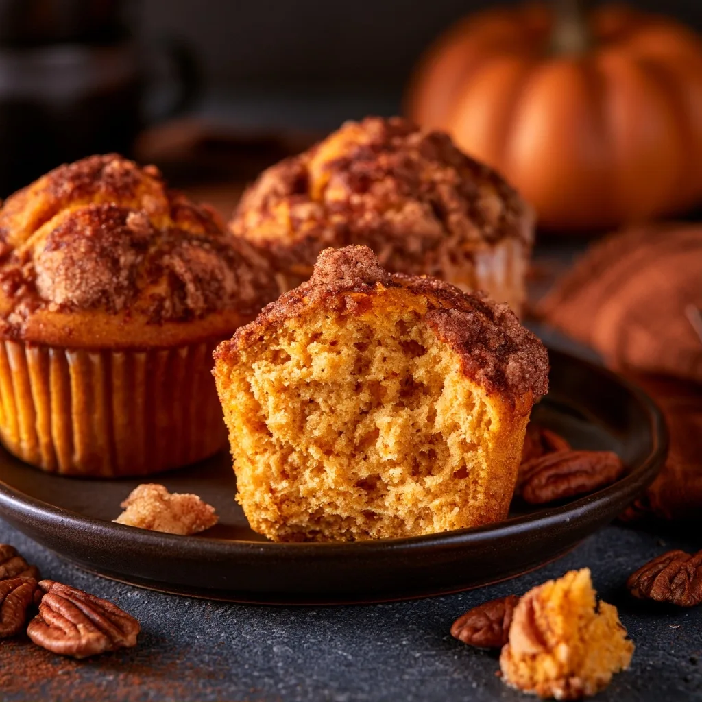 Easy Moist Pumpkin Muffins with Cinnamon Streusel