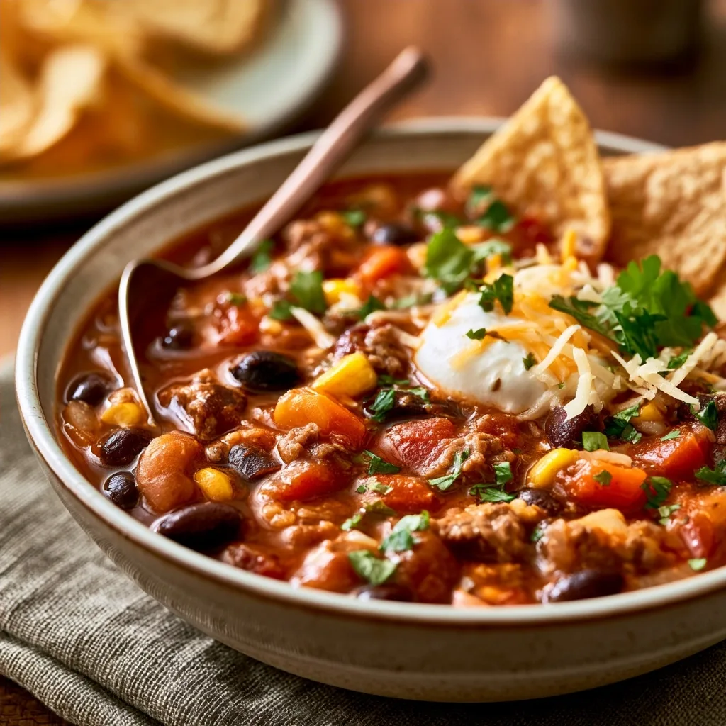 Easy Taco Soup with Ground Beef