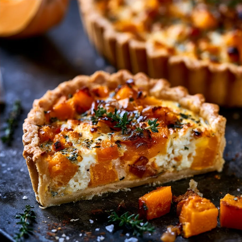Butternut Squash, Goat Cheese, & Caramelized Onion Quiche Recipe