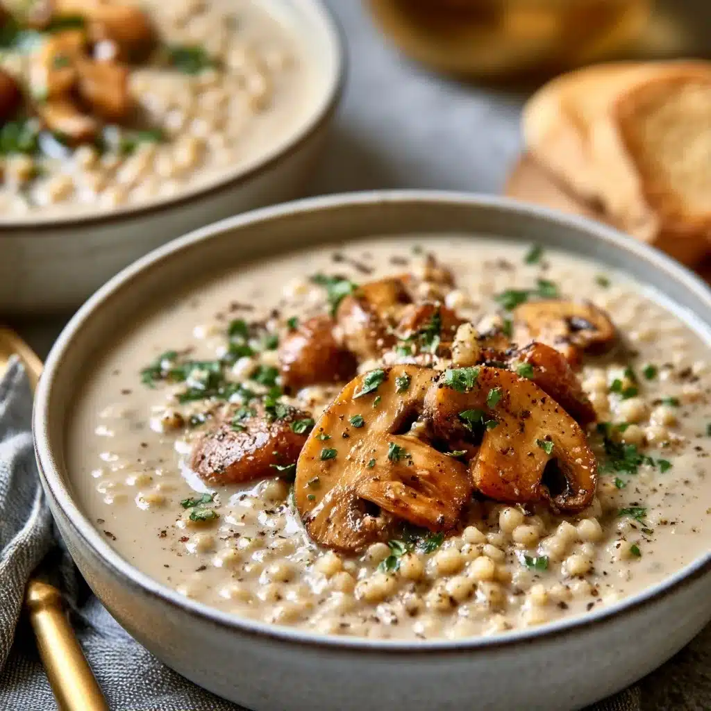 Creamy Mushroom & Pearl Couscous Soup