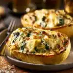 SPINACH AND ARTICHOKE STUFFED SPAGHETTI SQUASH