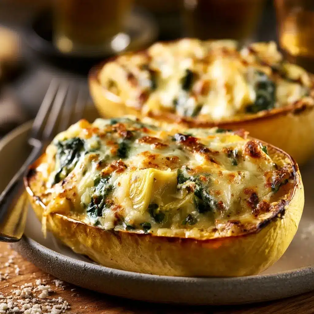 SPINACH AND ARTICHOKE STUFFED SPAGHETTI SQUASH