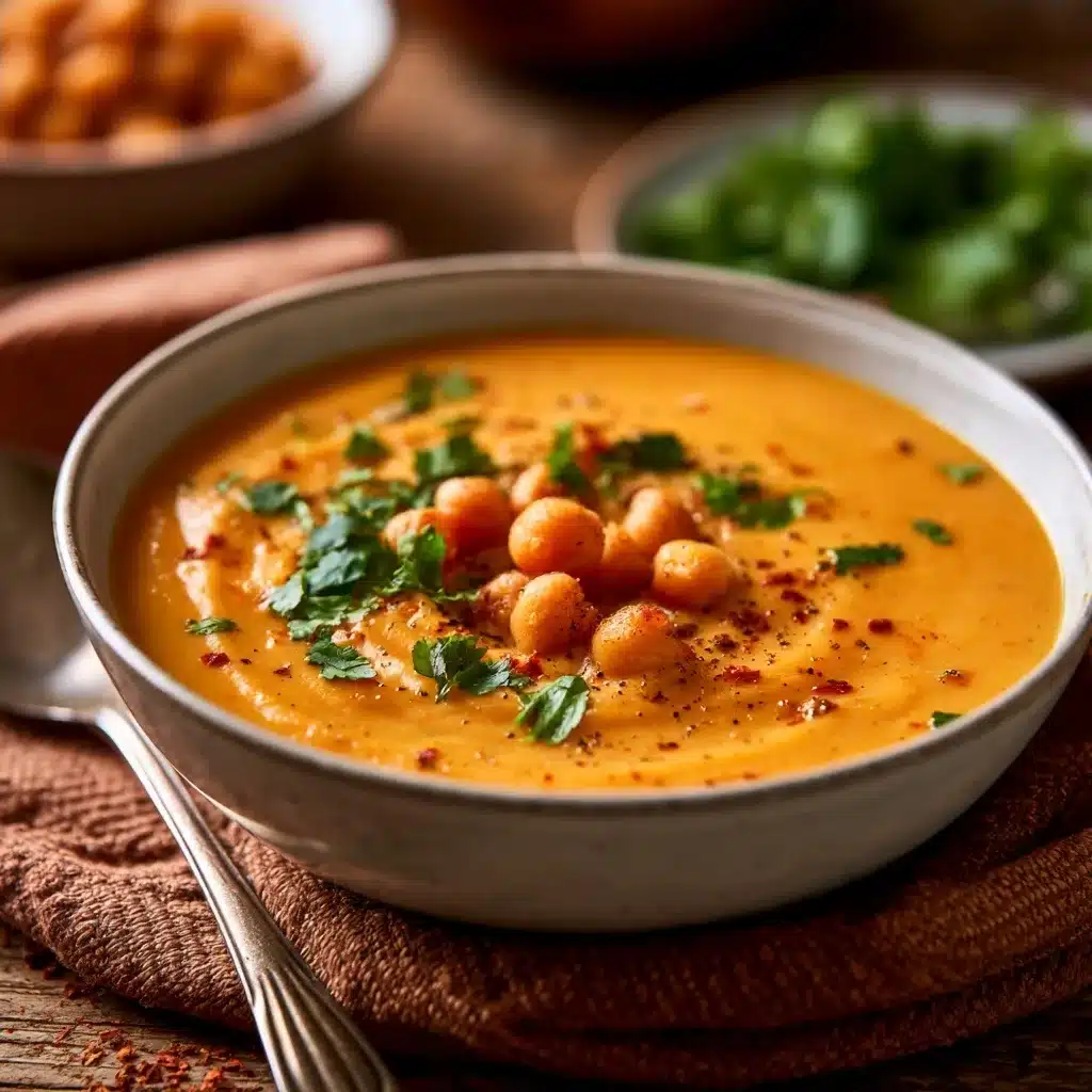 Moroccan Sweet Potato Soup with Chickpeas