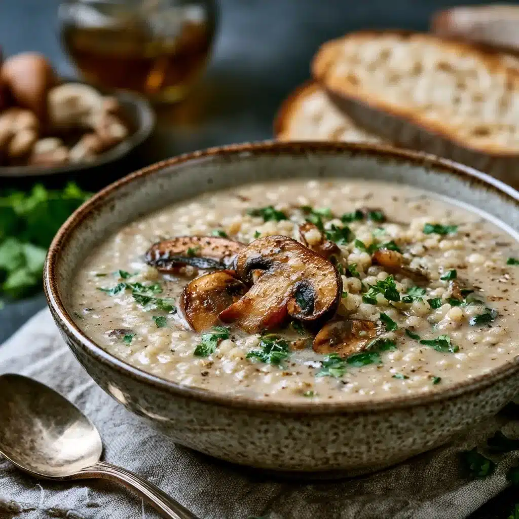 Creamy Mushroom & Pearl Couscous Soup