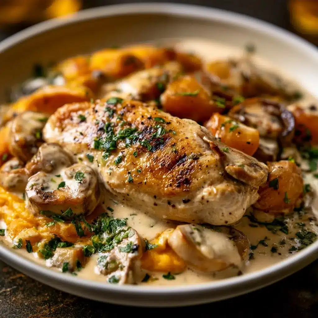 Chicken in Butternut Squash and Mushroom Cream Sauce
