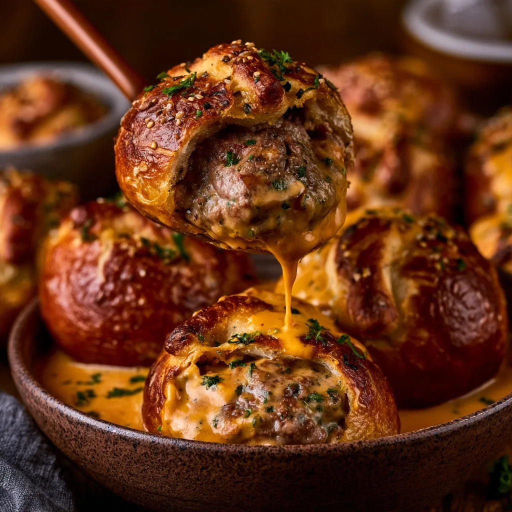 Cheeseburger Pretzel Bombs